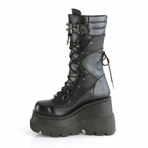 Used Demonia Shaker 70 Black Vegan Leather Rave Cybergoth Platform Boots Size 7